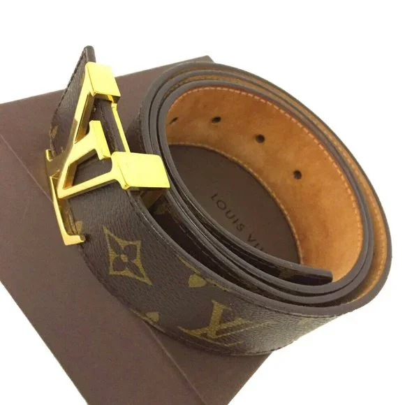 100% Authentic Louis Vuitton Monogram Brown Leather Belt - Picture 1 of 10
